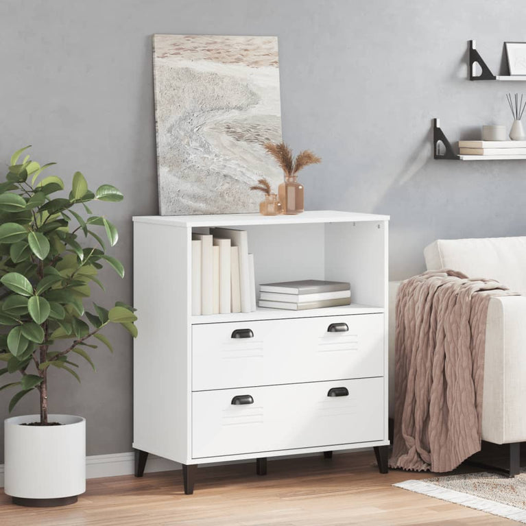 Boekenkast VIKEN 80x40x90 cm massief grenenhout wit