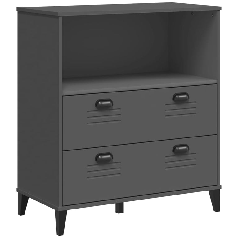 Boekenkast VIKEN 80x40x90 cm massief grenenhout antracietgrijs