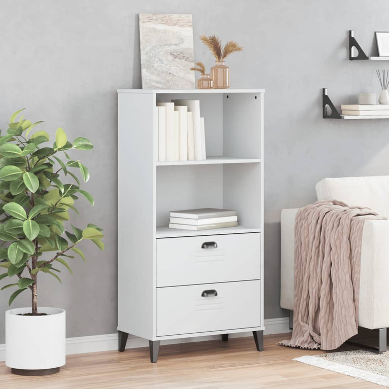 Boekenkast VIKEN 60x35x123 cm massief grenenhout wit