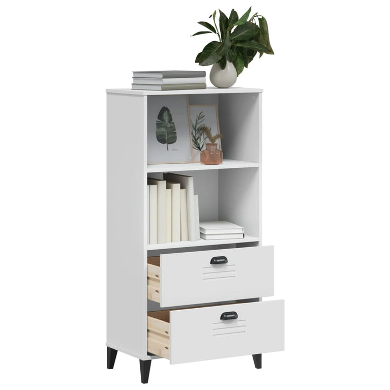 Boekenkast VIKEN 60x35x123 cm massief grenenhout wit