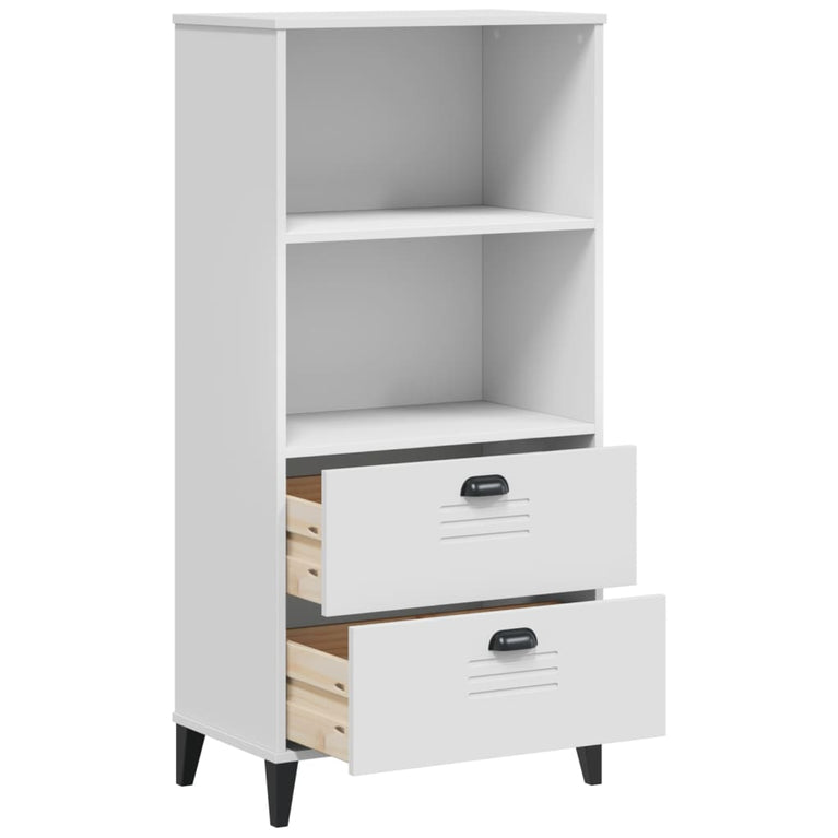 Boekenkast VIKEN 60x35x123 cm massief grenenhout wit