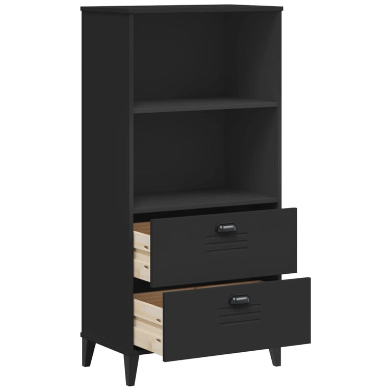Boekenkast VIKEN 60x35x123 cm massief grenenhout zwart