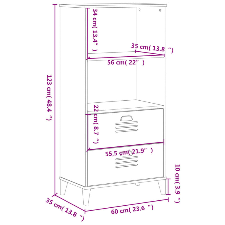 Boekenkast VIKEN 60x35x123 cm massief grenenhout zwart