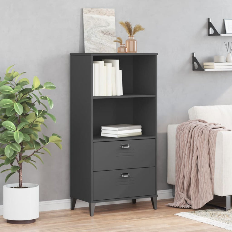 Boekenkast VIKEN 60x35x123 cm massief grenenhout antracietgrijs