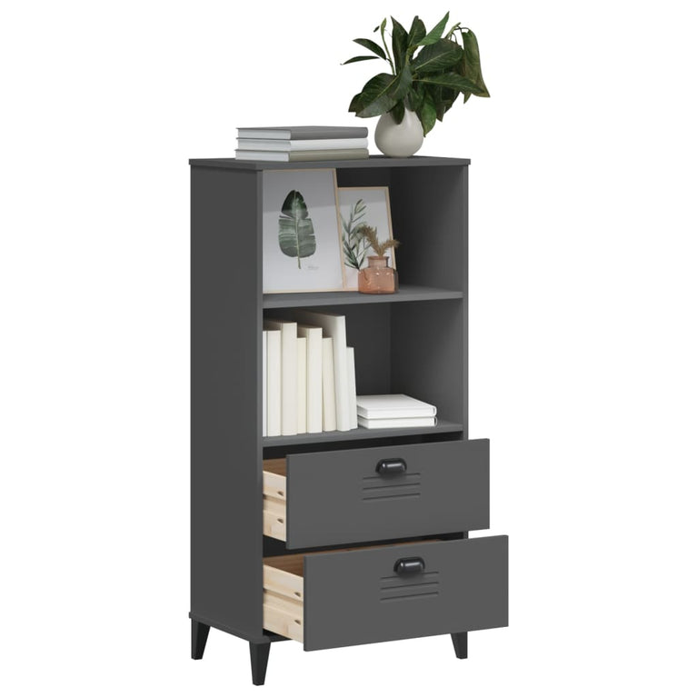 Boekenkast VIKEN 60x35x123 cm massief grenenhout antracietgrijs