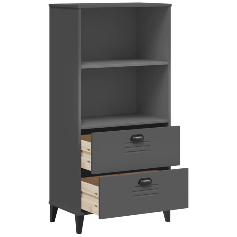 Boekenkast VIKEN 60x35x123 cm massief grenenhout antracietgrijs