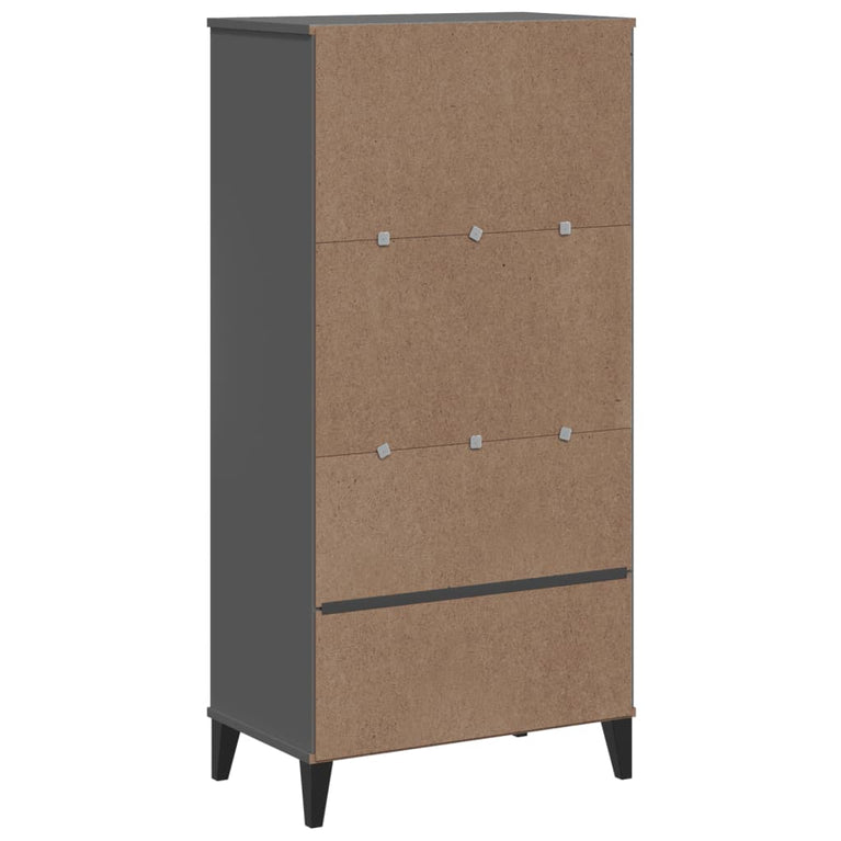 Boekenkast VIKEN 60x35x123 cm massief grenenhout antracietgrijs