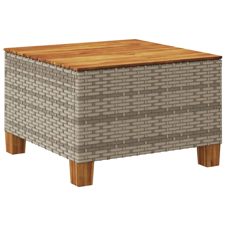 Tuintafel 55x55x36 cm poly rattan en acaciahout grijs