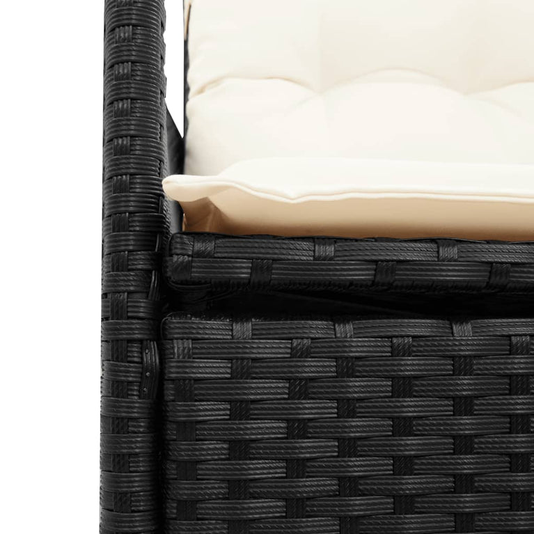 Tuinstoelen 2 st verstelbaar met kussens poly rattan zwart