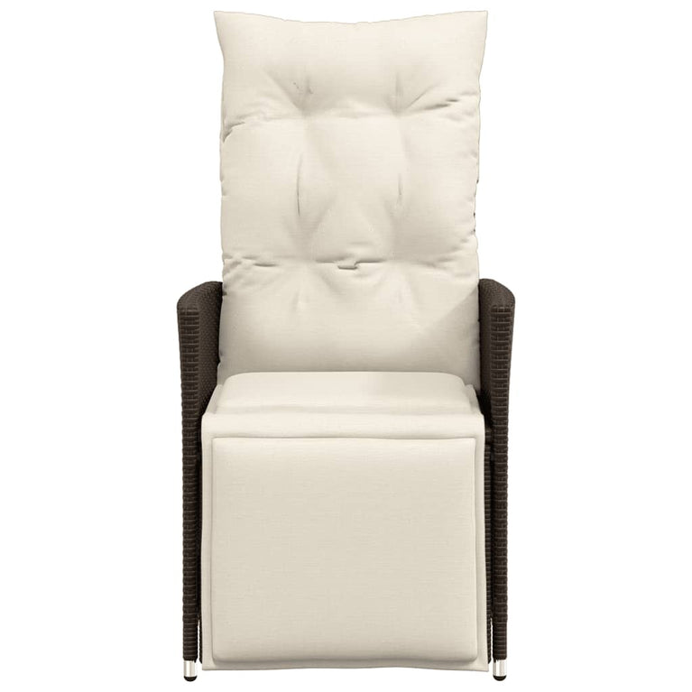 Tuinstoelen 2 st verstelbaar met kussens poly rattan bruin