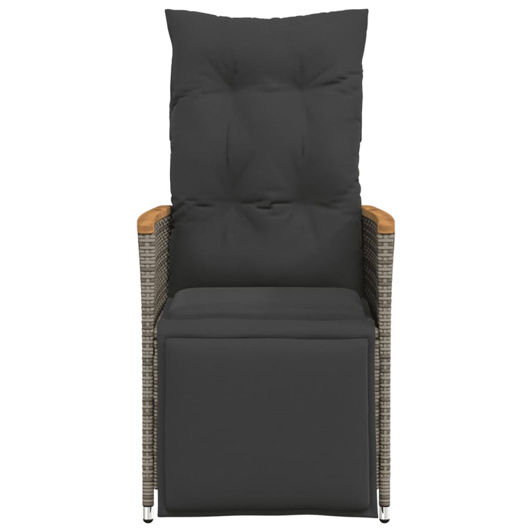 Tuinstoelen 2 st verstelbaar met kussens poly rattan grijs