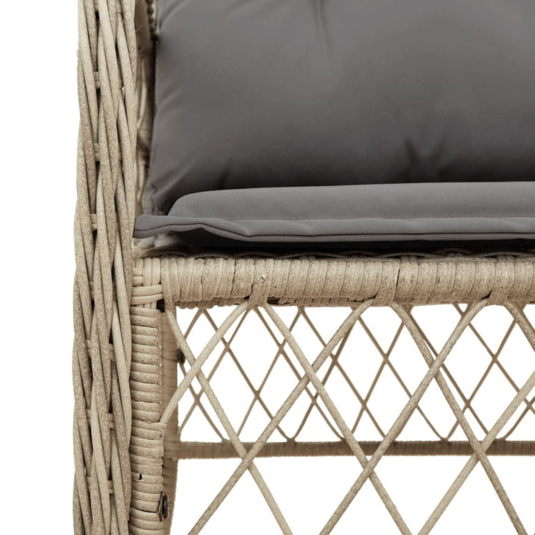 5-delige Tuinset met kussens poly rattan gemengd beige