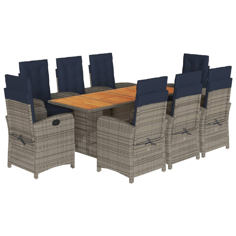 9-delige Tuinset met kussens poly rattan beige