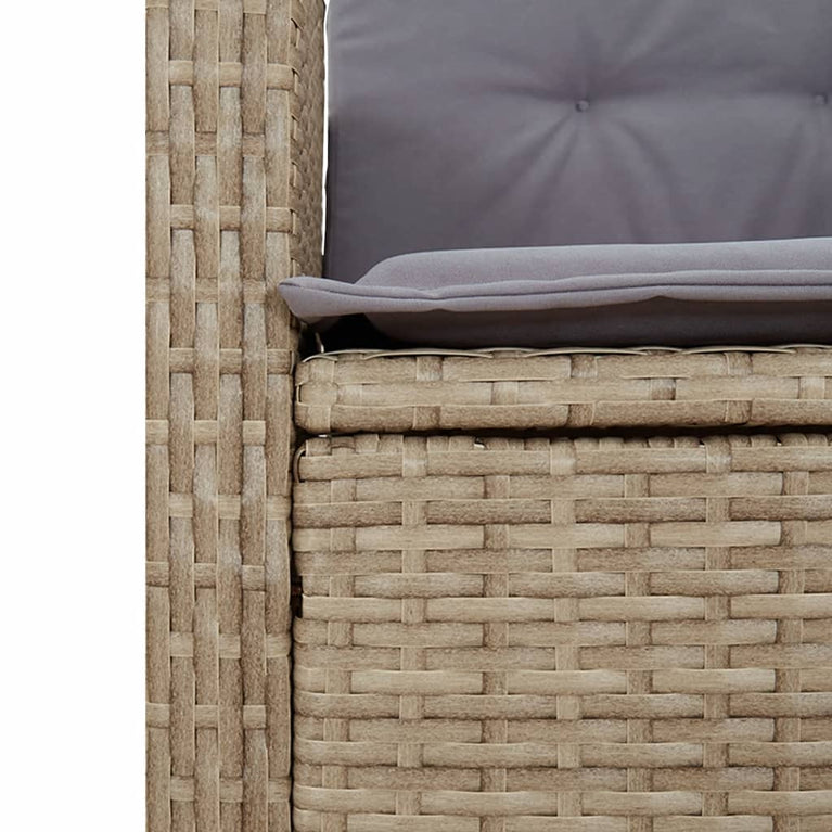 7-delige Tuinset met kussens poly rattan gemengd beige
