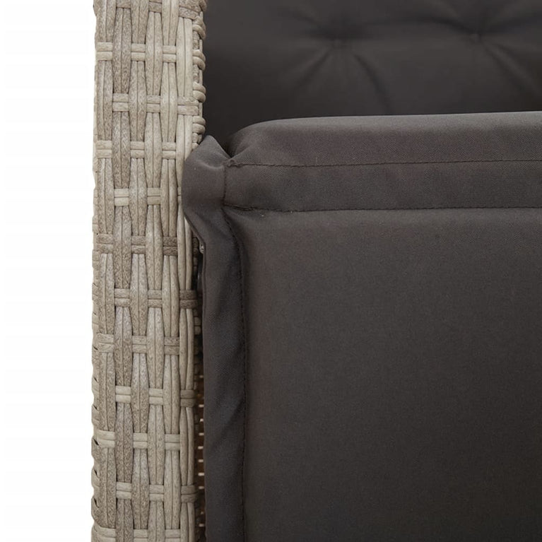 5-delige Tuinset met kussens poly rattan lichtgrijs