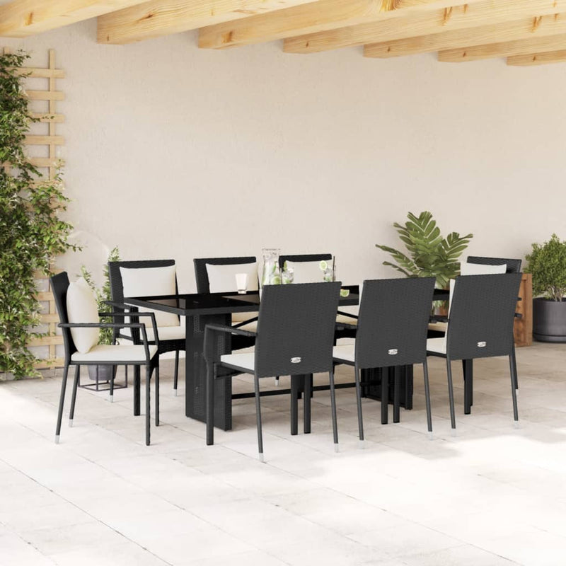 9-delige Tuinset poly rattan zwart