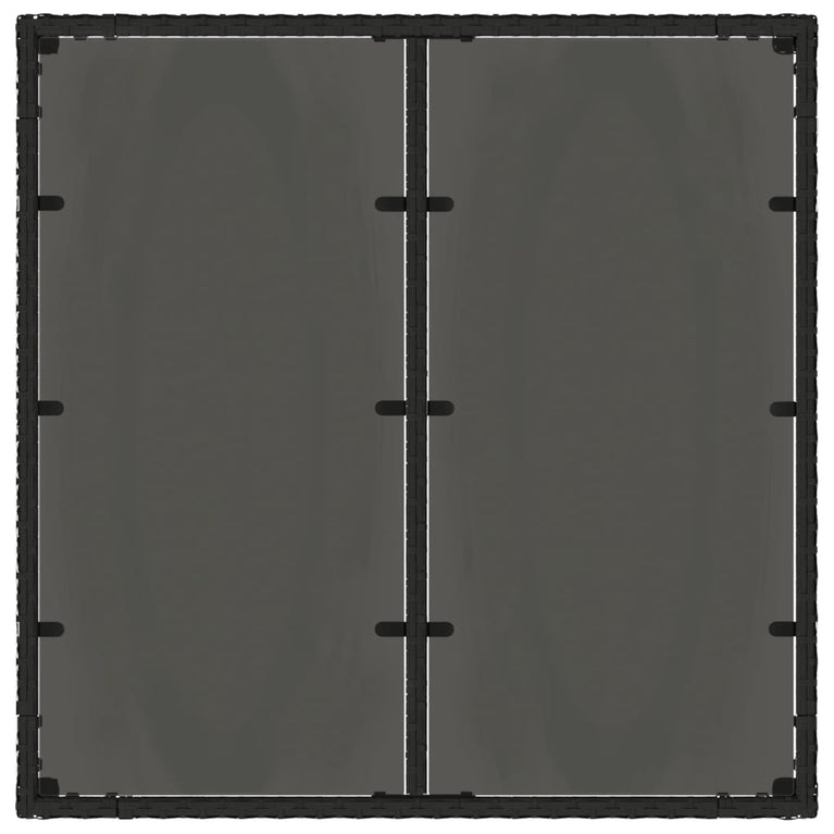 Tuintafel met glazen blad 90x90x75 cm poly rattan