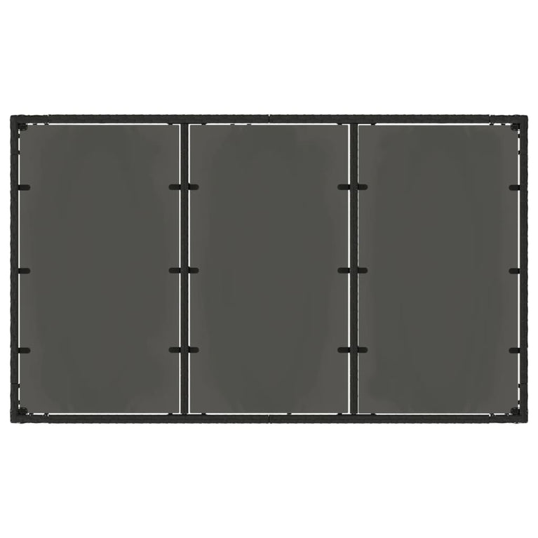 Tuintafel met glazen blad 150x90x75 cm poly rattan zwart