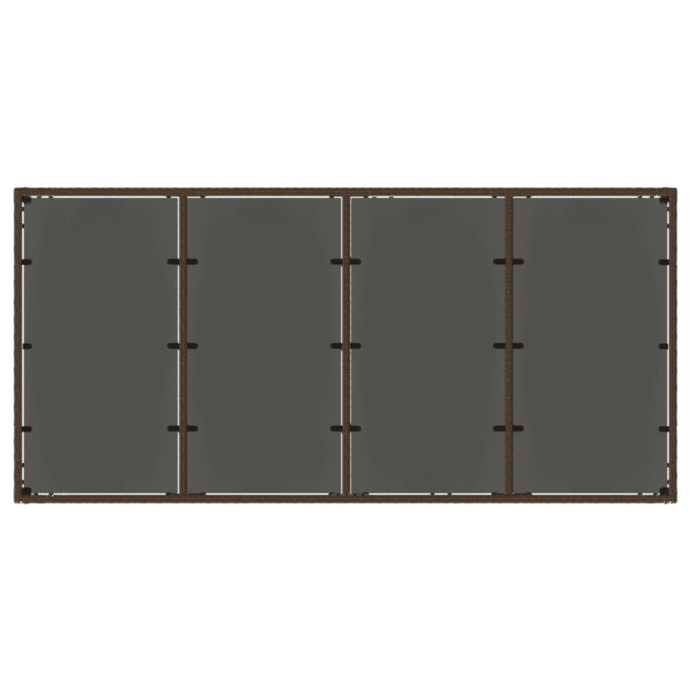 Tuintafel met glazen blad 190x90x75 cm poly rattan bruin