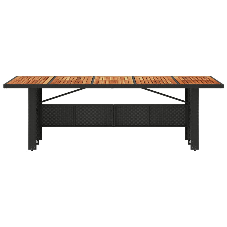 Tuintafel met acaciahouten blad 240x90x75 cm poly rattan zwart