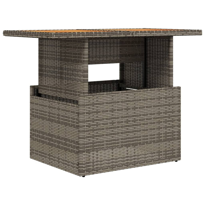 Tuintafel 100x55x73 cm poly rattan en acaciahout grijs