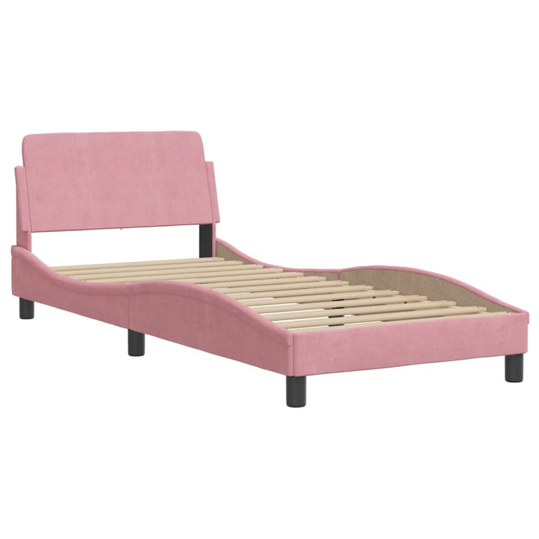 Bed met matras fluweel roze 90x200 cm