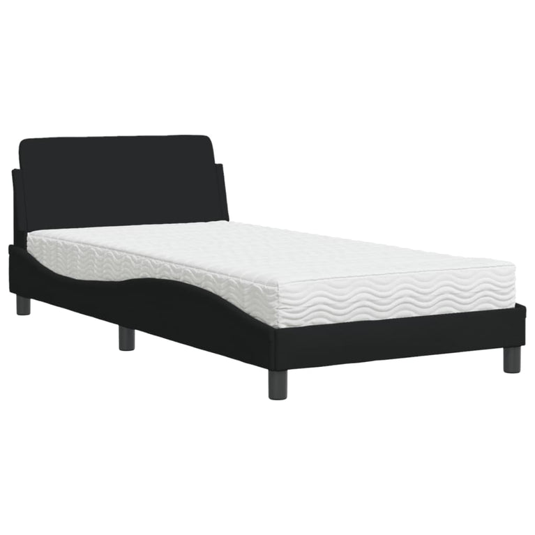 Bed met matras stof zwart 100x200 cm