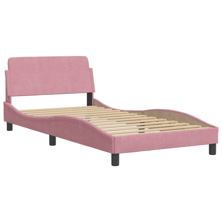 Bed met matras fluweel roze 100x200 cm