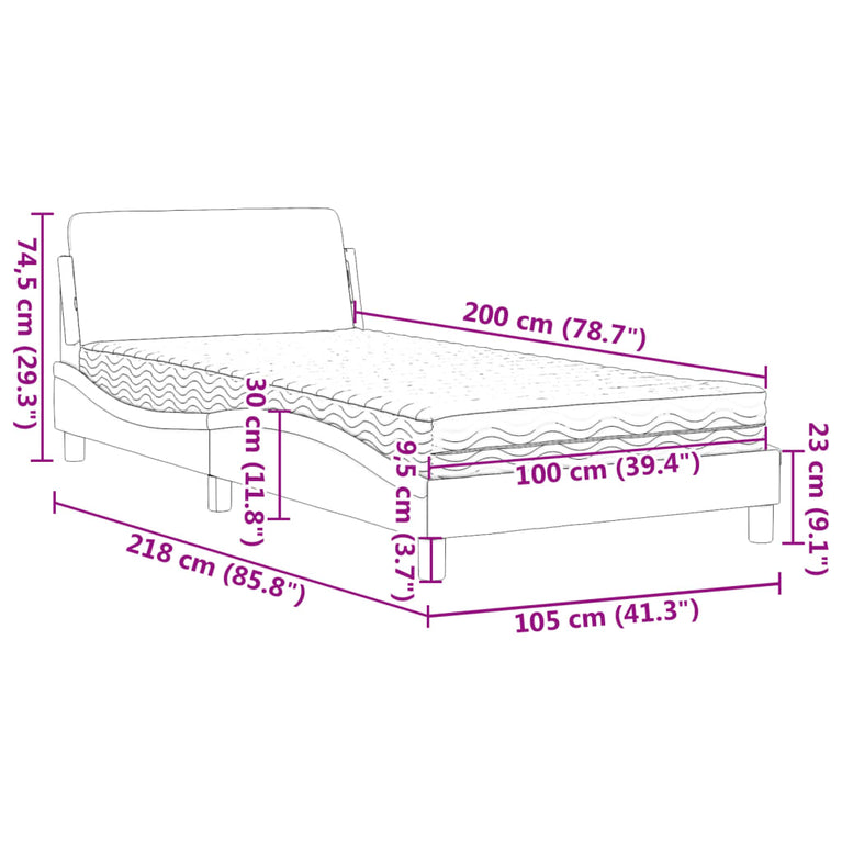 Bed met matras fluweel roze 100x200 cm