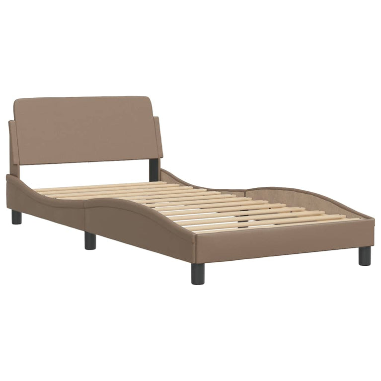 Bed met matras kunstleer cappuccinokleurig 100x200 cm