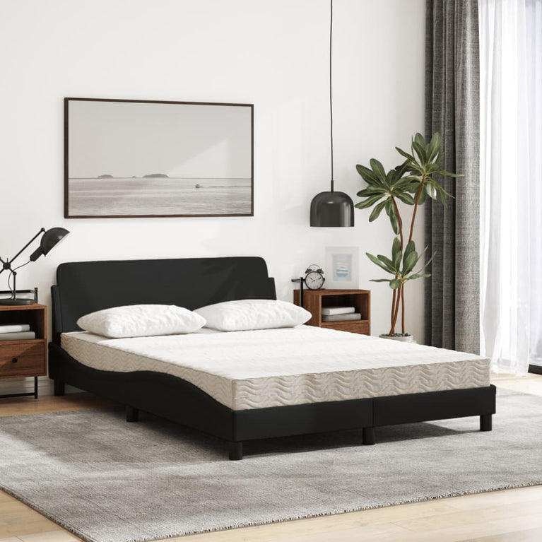 Bed met matras stof zwart 120x200 cm