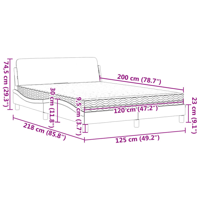 Bed met matras stof zwart 120x200 cm