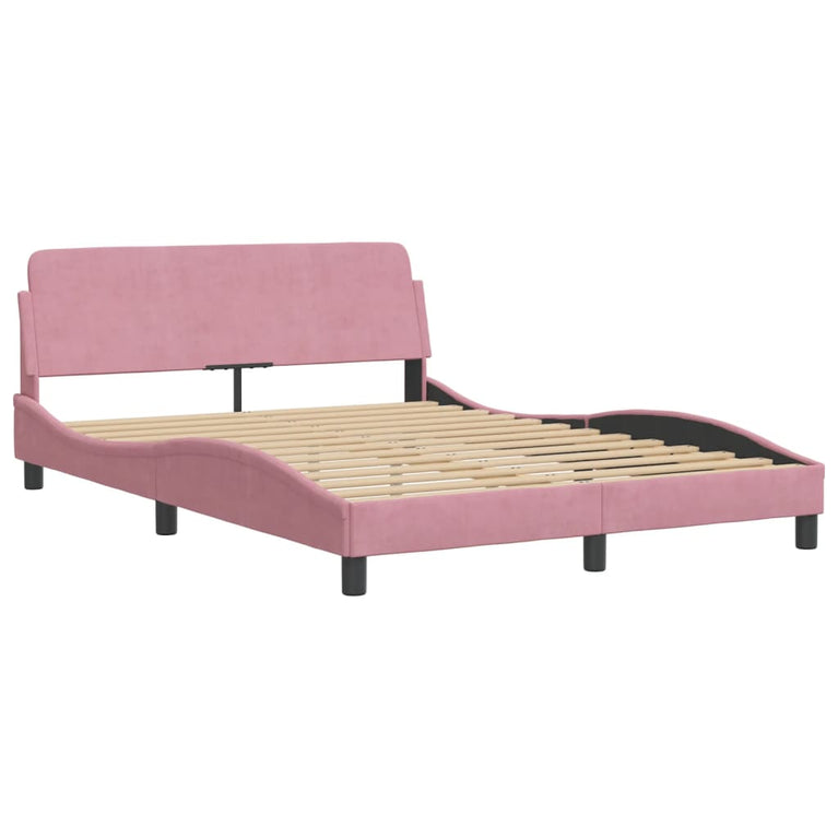 Bed met matras fluweel roze 120x200 cm