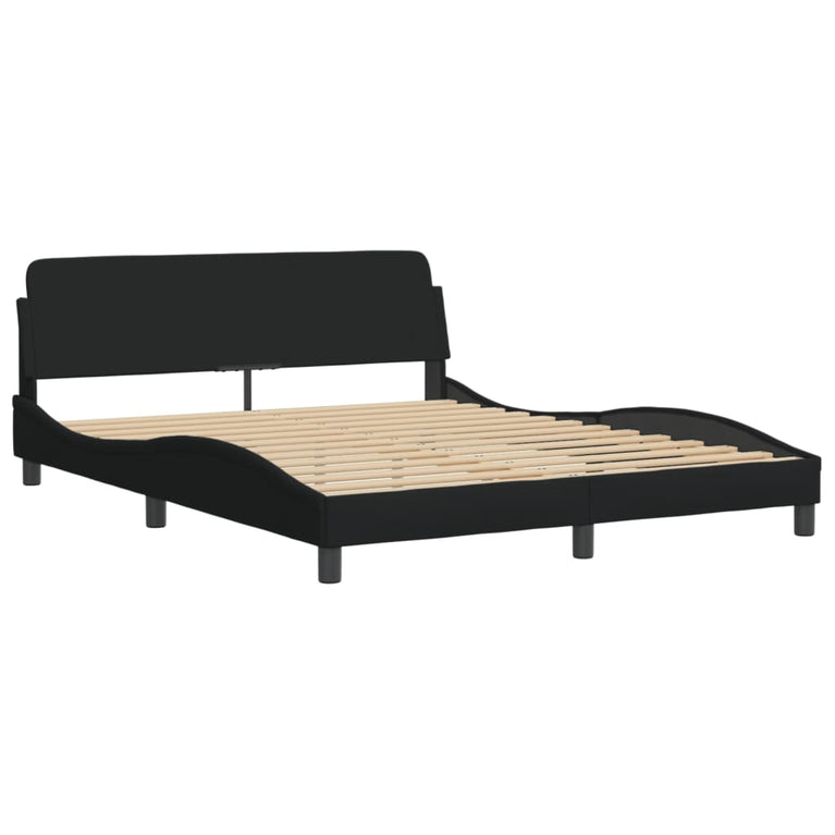 Bed met matras stof zwart 160x200 cm
