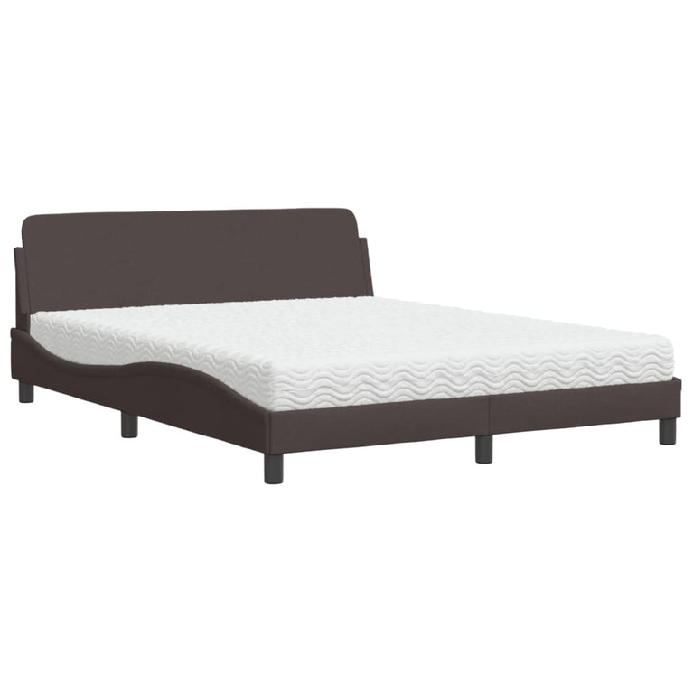Bed met matras stof donkerbruin 160x200 cm