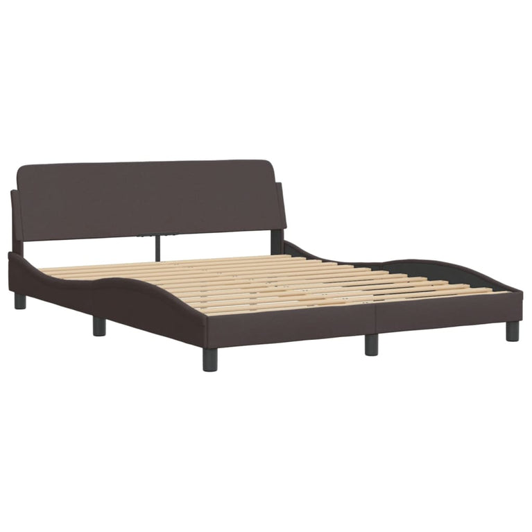 Bed met matras stof donkerbruin 160x200 cm