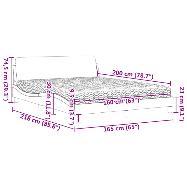 Bed met matras stof donkerbruin 160x200 cm