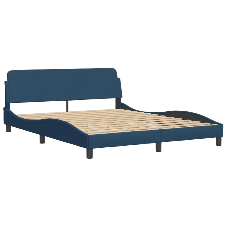 Bed met matras stof blauw 160x200 cm