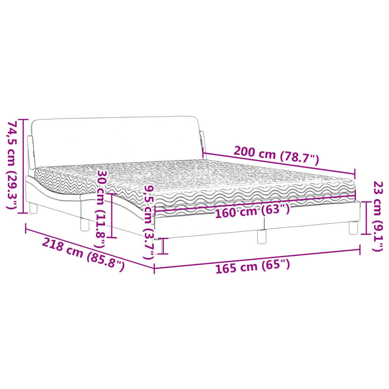Bed met matras stof blauw 160x200 cm