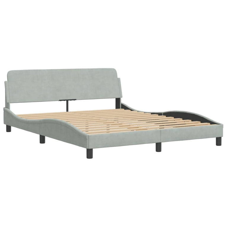 Bed met matras fluweel lichtgrijs 160x200 cm
