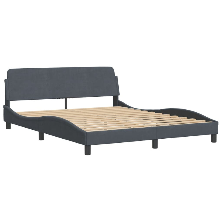 Bed met matras fluweel donkergrijs 160x200 cm