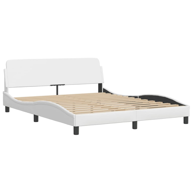 Bed met matras kunstleer wit 160x200 cm