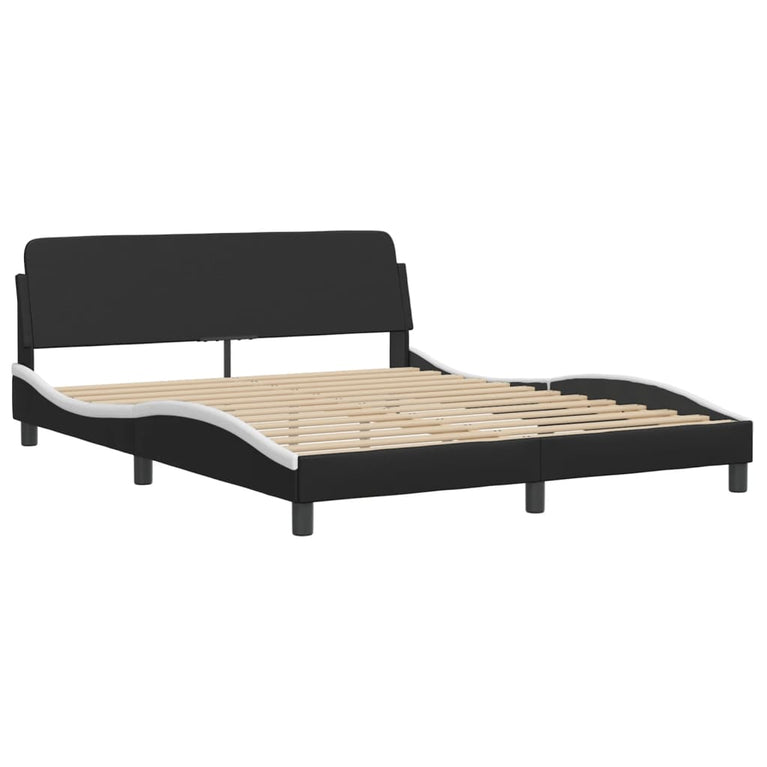 Bed met matras kunstleer zwart en wit 160x200 cm