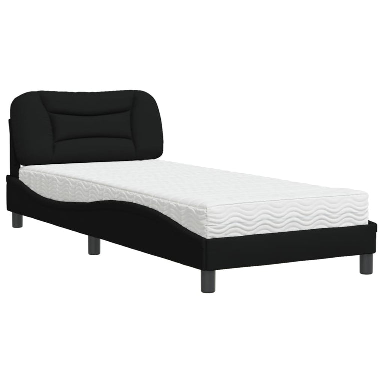 Bed met matras stof zwart 90x200 cm