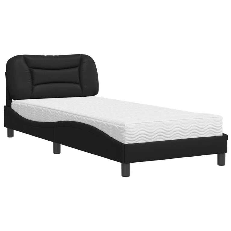 Bed met matras kunstleer zwart 80x200 cm
