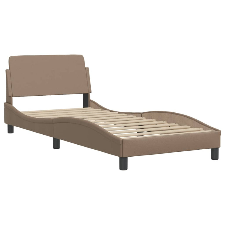 Bed met matras kunstleer cappuccinokleurig 80x200 cm