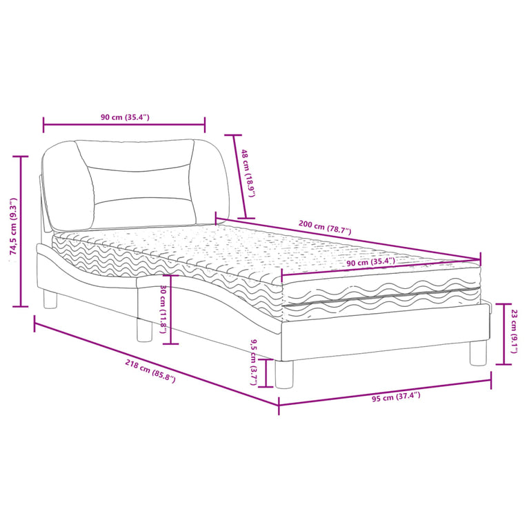 Bed met matras kunstleer wit 90x200 cm