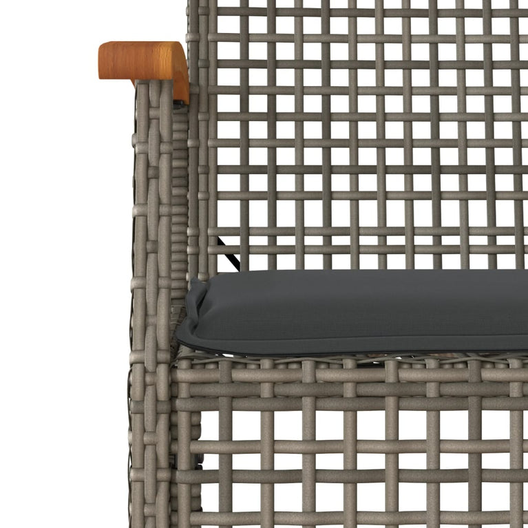 7-delige Tuinset met kussens poly rattan grijs