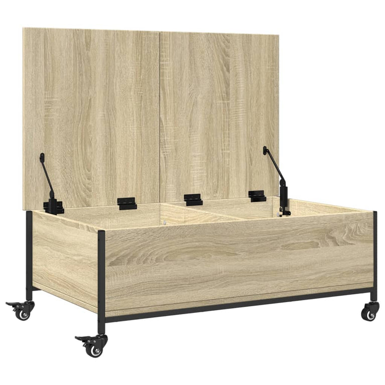 Salontafel met wielen 91x55x34 cm bewerkt hout sonoma eiken