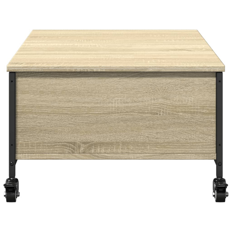 Salontafel met wielen 91x55x34 cm bewerkt hout sonoma eiken